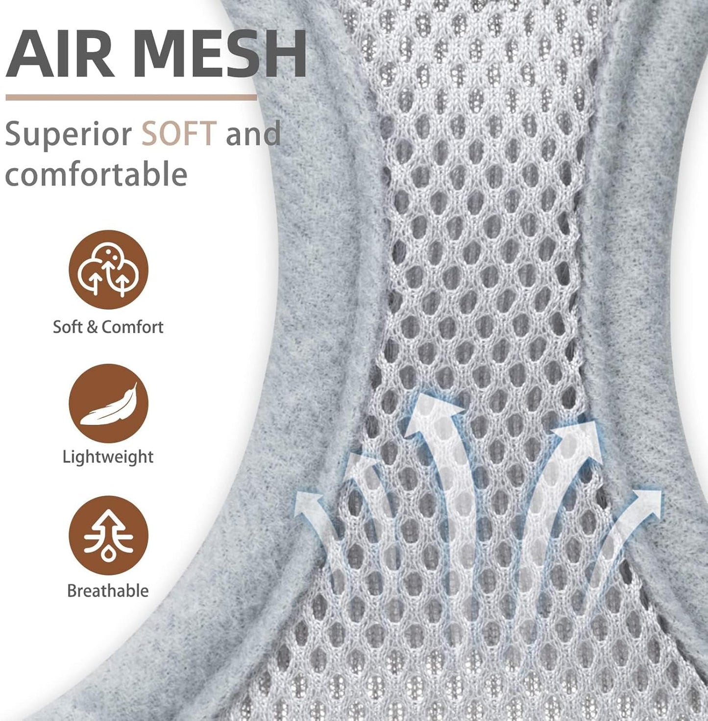 PUPTECK Adjustable Dog Harness Collar and Leash Set Step in No Pull Pet Harness for Small Medium Dogs Puppy and Cats Outdoor Walking Running, Soft Mesh Padded Reflective Vest Harnesses, Solid Grey L