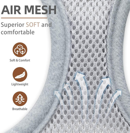 PUPTECK Adjustable Dog Harness Collar and Leash Set Step in No Pull Pet Harness for Small Medium Dogs Puppy and Cats Outdoor Walking Running, Soft Mesh Padded Reflective Vest Harnesses, Solid Grey L