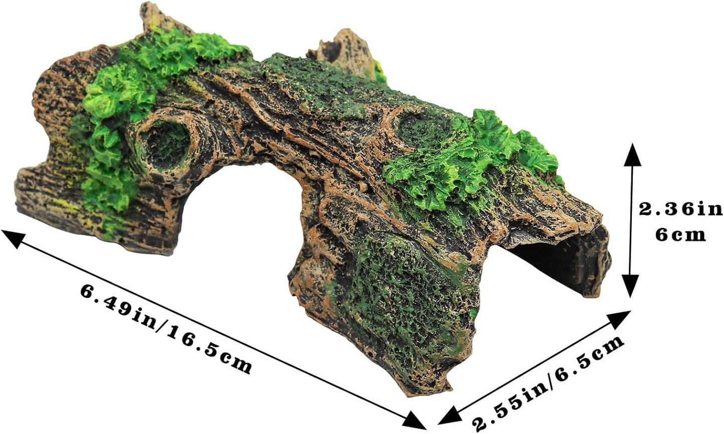 Oooct Hermit Crab Climbing Toy, Aquarium Betta Fish Hideout Caves, Resin Hollow Tree Trunk Ornament, Tank or Aquarium Decorations, Climbing and Hide Toy for Reptile Lizard Newt Hermit Crab