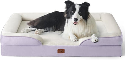 Bedsure Orthopedic Dog Beds Large Sized Dog - Washable Large Dog Cat Bed Waterproof, Comfort Dogs Couch Sofa with Washable Removable Cover, Pet Bed with Nonskid Bottom, Lavender, 35"