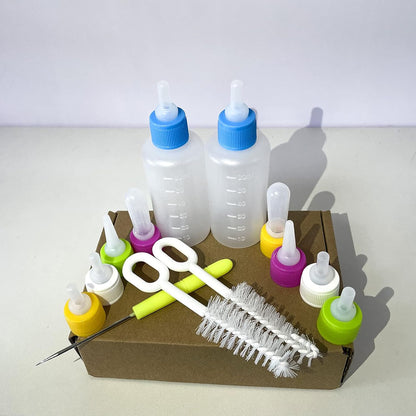 Pet Bottle Kit, Squeeze Liquid Replaceable Silicone Teat for Newborn Kittens, Puppies, Rabbits, Small Animals Replacement Teat Cat Feeding Bottle Feeding Tool