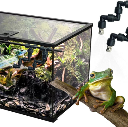 Reptile Terrariums Misting Accessories kit, 2PCS Adjustable Reptile Mister Nozzles, with 16ft 1/4 inch Tube, Black