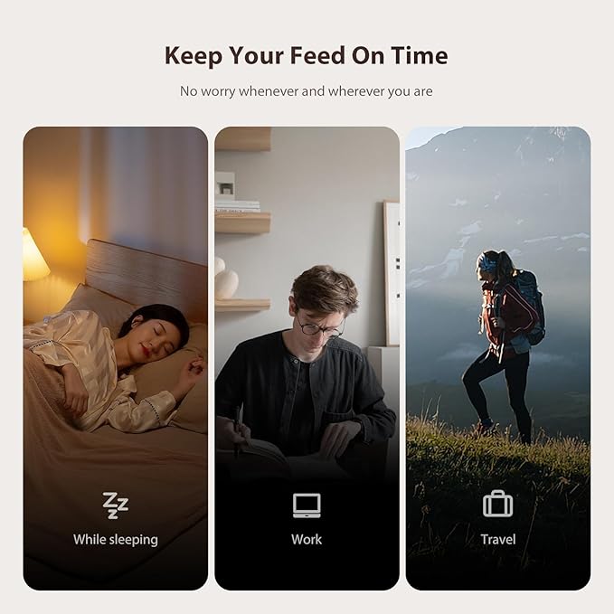 IMIPAW Automatic Cat Feeder, 5G WiFi Cat Food Dispenser with APP Remote Control, Pet Dry Food Smart Feeder, Programmable Timed Feeding, Dual Power Supply, 1-10 Meals Per Day