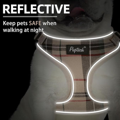 PUPTECK Soft Mesh Dog Harness and Leash Set Pet Puppy Cat Adjustable Reflective Padded Vest No Pull Harnesses, Beige, XS