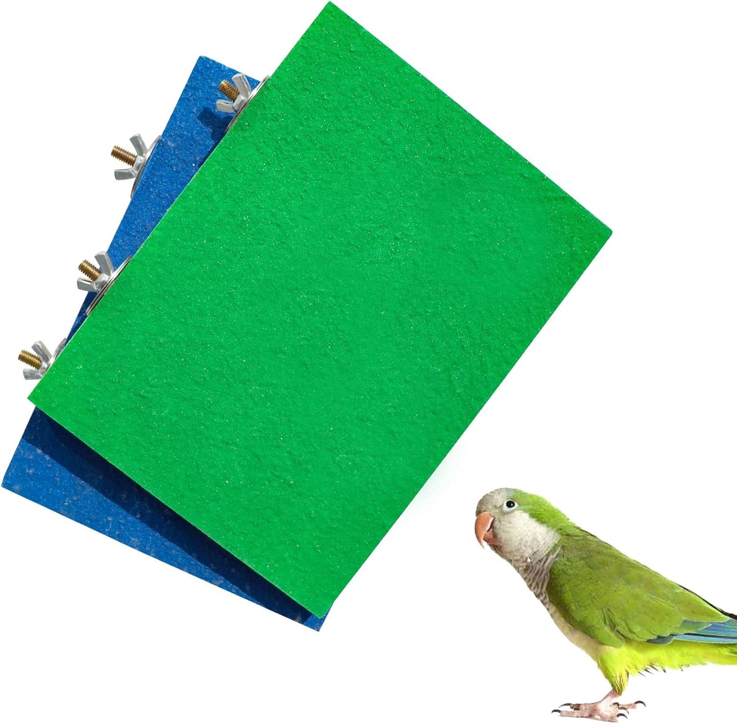 7.9×5.9 Inches Large Bird Perch Stand Platform, Natural Wooden Bird Cage Accessories, Bird Stand Perch with Rough Quartz Sand Surface for Parrot, Parakeet, Budgies, Cockatiel, Rats