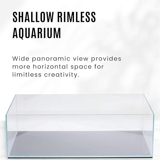 UNS Ultra Clear Rimless Tank - 10.2GAL | 38.8L - 23.62x14.17x7.08 | 60x36x18 CM, 5mm Glass Thickness, Leveling Mat Included - Low Iron, High Clarity Fish Tank w/ 45° Mitered Edge - [60S]