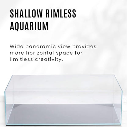 UNS Ultra Clear Rimless Tank - 10.2GAL | 38.8L - 23.62x14.17x7.08 | 60x36x18 CM, 5mm Glass Thickness, Leveling Mat Included - Low Iron, High Clarity Fish Tank w/ 45° Mitered Edge - [60S]