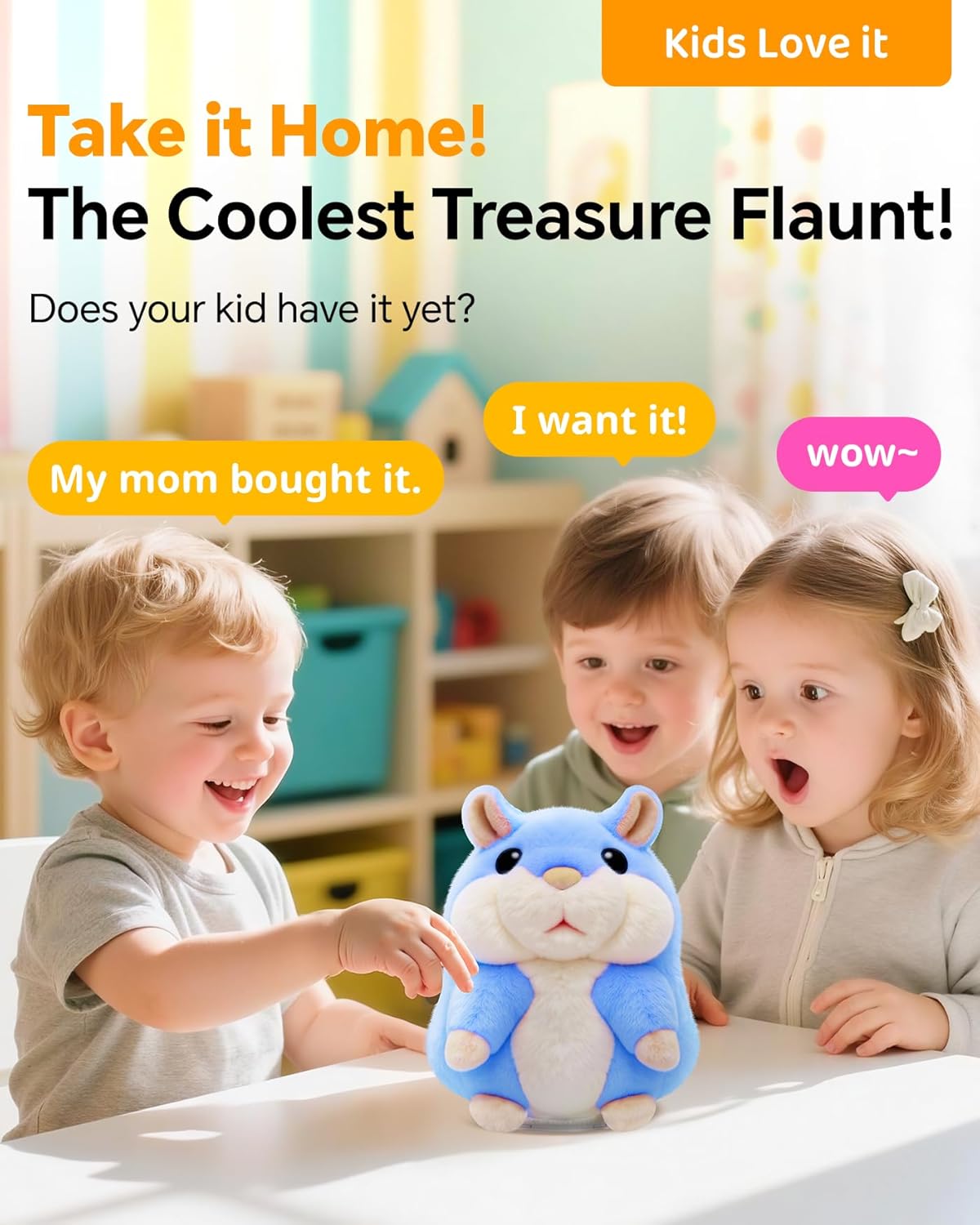 White Elephant Gifts for Adults Talking Hamster Repeats What You Say,2025 Coolest New Infant Unusual Birthday Gifts List,Small Top Xmas Toys for Ages 2-4 Boys Blue Stocking Stuffers Kid