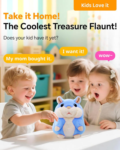 White Elephant Gifts for Adults Talking Hamster Repeats What You Say,2025 Coolest New Infant Unusual Birthday Gifts List,Small Top Xmas Toys for Ages 2-4 Boys Blue Stocking Stuffers Kid