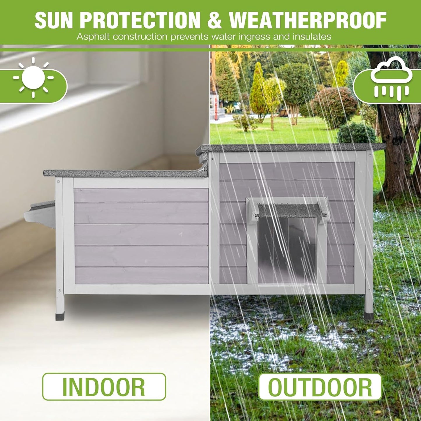 GUTINNEEN Outdoor Cat House Large Insulated Cat House Indestructible Weatherproof Feral Cat Shelter with Openable Hinged Roof, Escape Door for 1-4 Feral Barn Cats (Winter-Ready, 39.1"x18.5"x19.1")