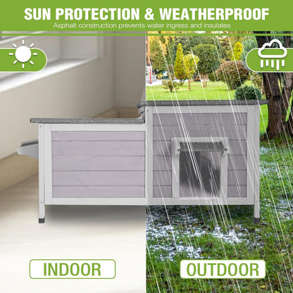 GUTINNEEN Outdoor Cat House Large Insulated Cat House Indestructible Weatherproof Feral Cat Shelter with Openable Hinged Roof, Escape Door for 1-4 Feral Barn Cats (Winter-Ready, 39.1"x18.5"x19.1")