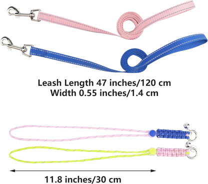 2pcs Figure 8 Harness and Leash with Reflective Strap and Bell for Ferrets, Rabbits, Bearded Dragon, Guinea Pig, Chinchilla and Hamster Small Animal Harness (Blue+Pink)