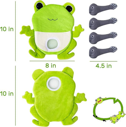 Hollypet Squeaky Dog Toy, Interactive Plush Hide and Seek Dog Toys for Small Medium Sized Dogs and Non-Aggressive Chewers, Puppy Teeth Clean Chew Toys, Frog