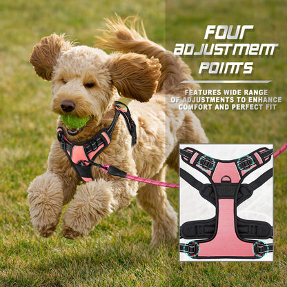 BARKBAY No Pull Dog Harness Front Clip Heavy Duty Reflective Easy Control Handle for Large Dog Walking(Light Pink,XS)