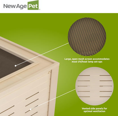 New Age Pet ECOFLEX 48" Mojave Reptile Lounge -Durable Wood Plastic Composite Habitat with Ventilation, Removable Glass Doors & Lock, Easy Assembly, for Tortoises, Snakes, Iguanas