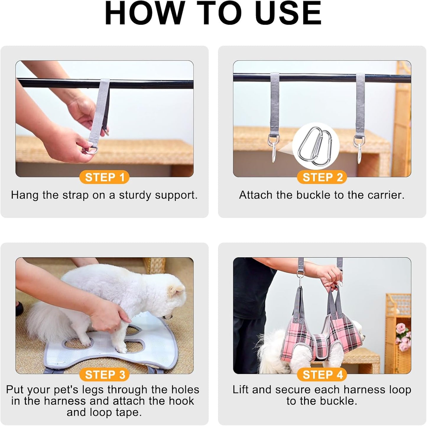 BEAUTYZOO Dog Grooming Hammock, Small Dog Sling for Nail Trimming, Dog Hanging Harness for Claw Care with Thick Fabric Neck Support Wide Strap Restraint Cat Grooming Hammock, Black XS