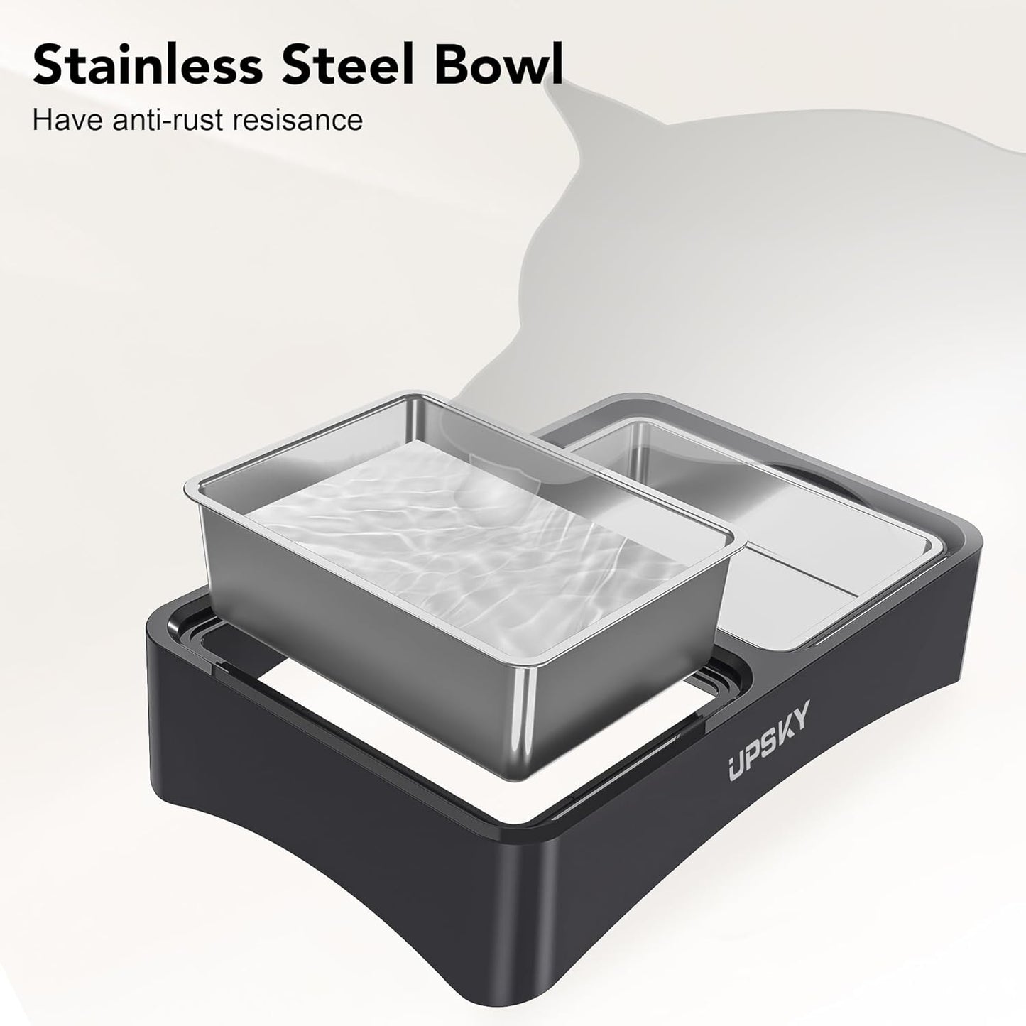 UPSKY Elevated Dog Bowls, 4 Height-Adjustable Raised Dog Bowl Stands with 2 Stainless-Steel Water Bowls, Slow Feeder, Anti-Slip for Small & Medium Dogs