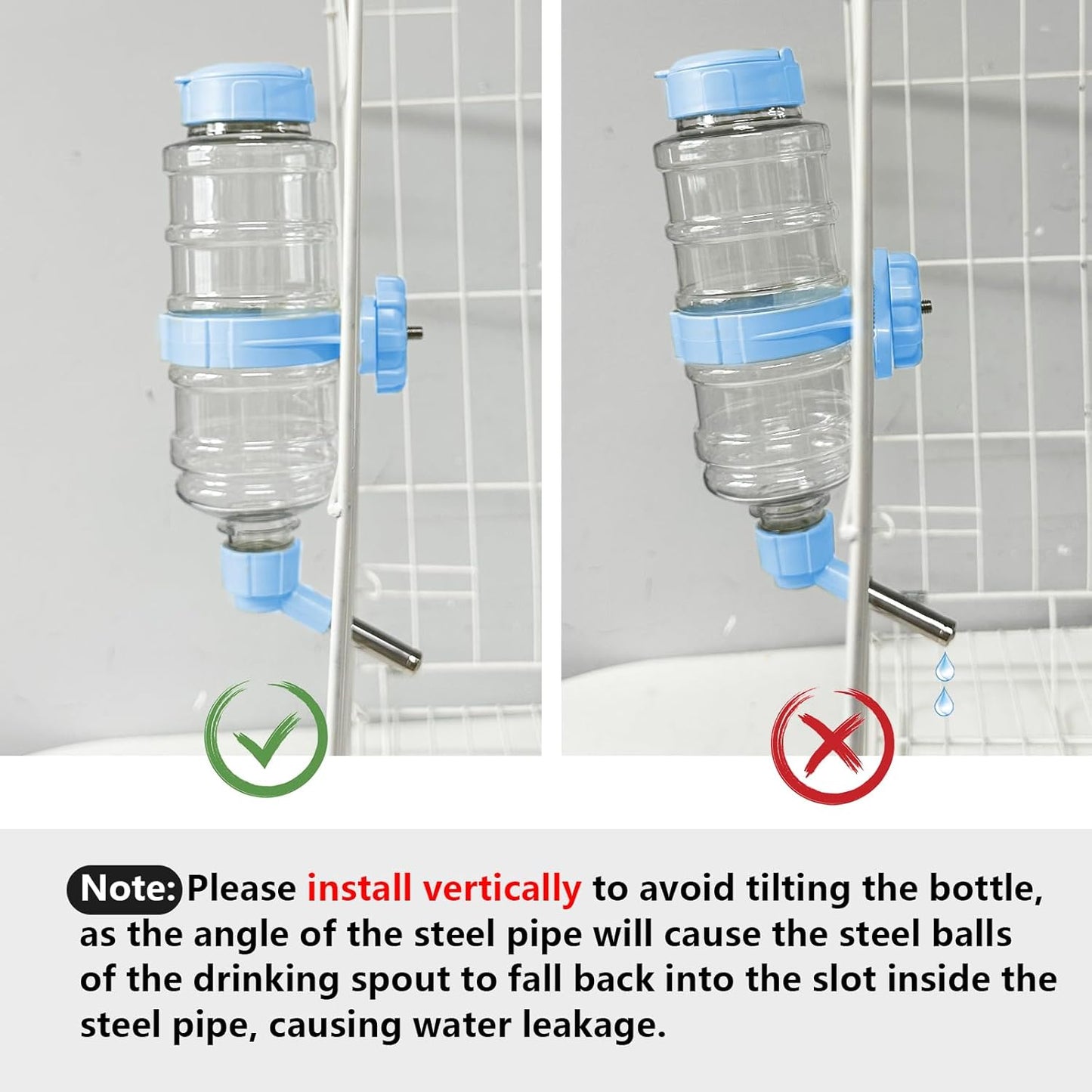 16.7oz Guinea Pig No Drip Water Bottle,Rabbit Hanging Leakproof Water Dispenser,Bunny Automatic Feeder,Ferret Cages Crate Accessories for Chinchilla Hedgehog Squirrel (Blue)