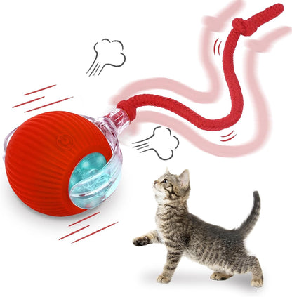Interactive cat Toys for Indoor Cats, Speedy Tail 3.0 Cat Toy, Motion Activate cat Toy Ball，Automatic Toys for Bored Indoor Cats, Speedy Tail 2.0 Cat Toy, Rechargeabl(Red)