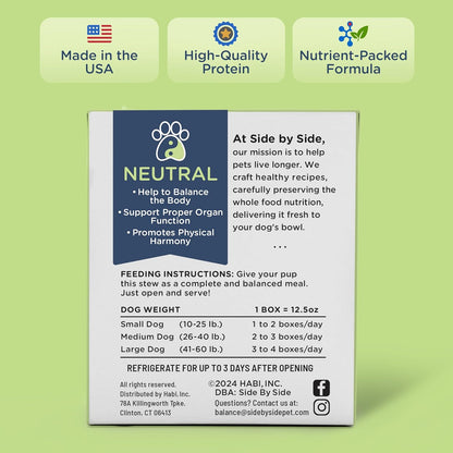 Side by Side Beef & Salmon Stew - Neutral Wet Dog Food & Dog Food Topper for All Breeds - Made with Nutrients & Whole Raw Ingredients - No Artificial Additives or Fillers - USA Made (12.5 oz, 6-Pack)