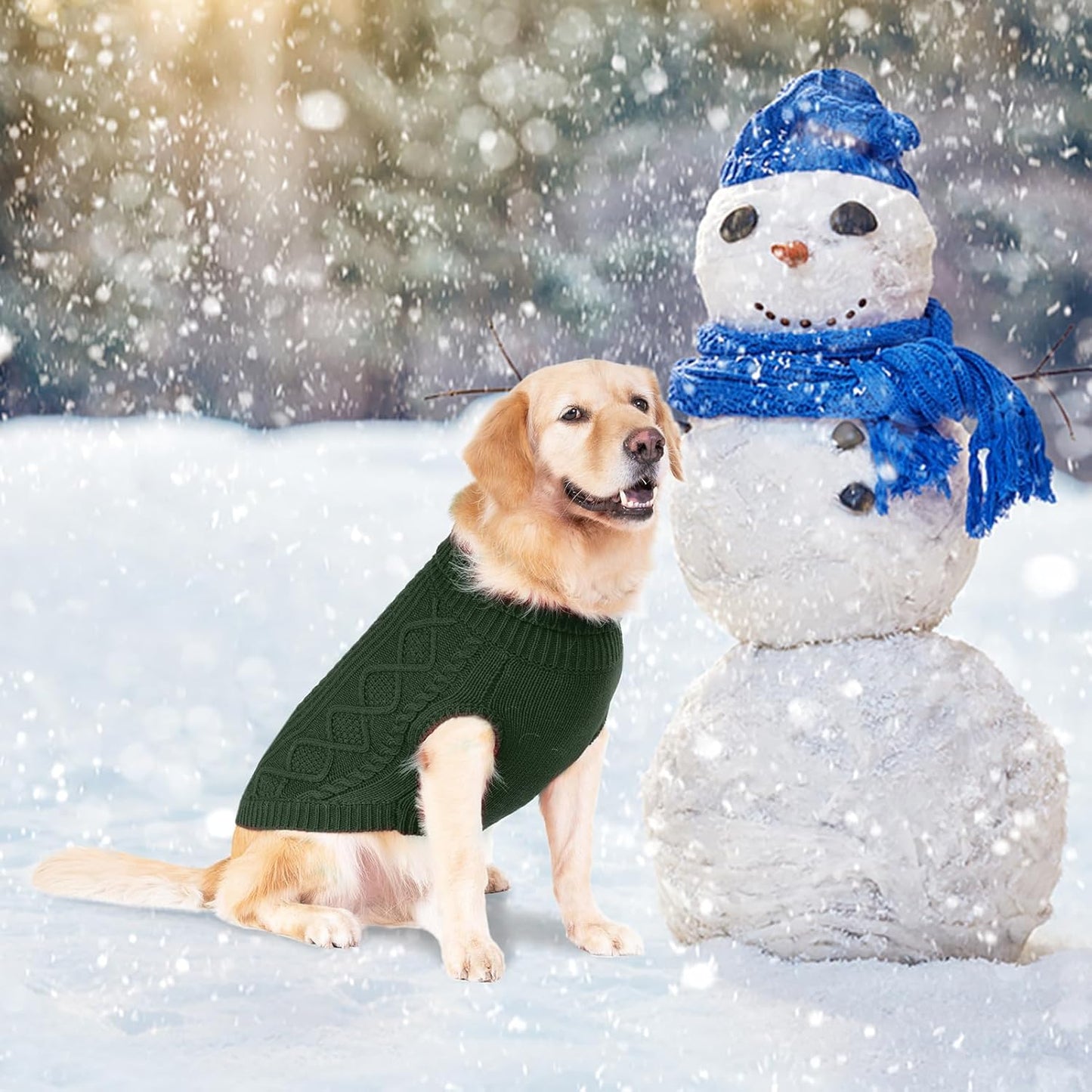 BINGPET Thermal Knitted Dog Sweater for Small Medium Large Dogs,Winter Puppy Cat Coat Warm Sweartershirts Outfits,Classic Cable Knit Turtleneck Pullover Dog Jumper Coat Warm Sweartershirts