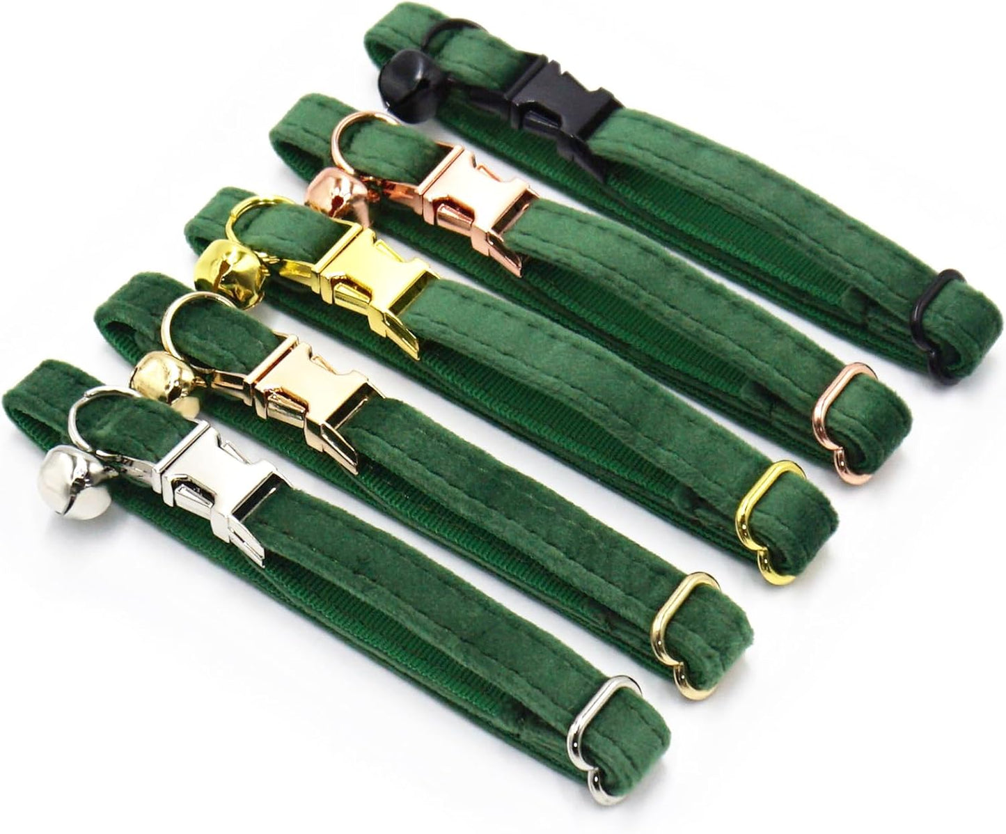 Colorful Cute Cat Collars for Boys Cats, Optional Bowtie,Cat Collar Personalized with Name Tag & Bells,Soft Durable Custom Kitten Collars for Small Large Cats (Peacock Green)