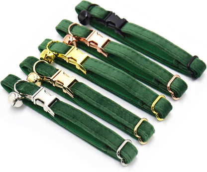 Colorful Cute Cat Collars for Boys Cats, Optional Bowtie,Cat Collar Personalized with Name Tag & Bells,Soft Durable Custom Kitten Collars for Small Large Cats (Peacock Green)