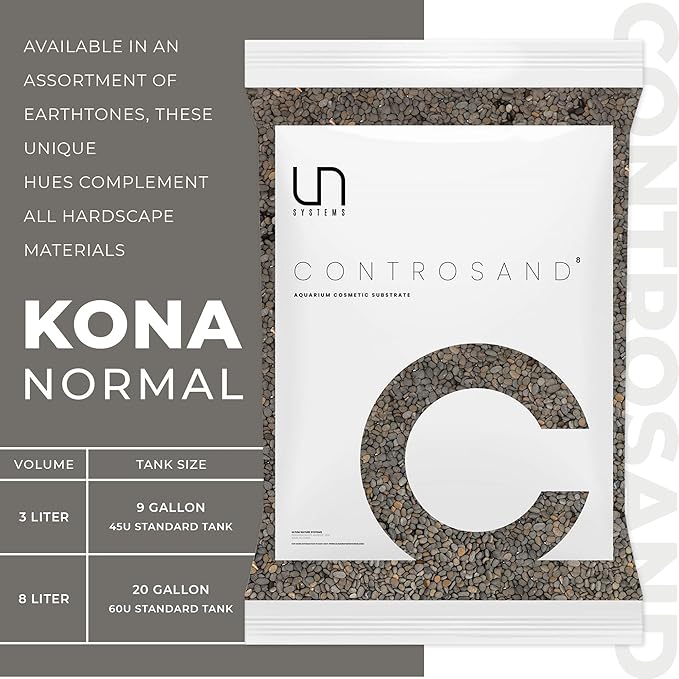UNS Controsand - Kona, 3L - Natural Freshwater 3-5 mm Dark Gray Gravel - Decorative Small Rocks for Aquascaping Planted Tank - Aquarium Terrarium Substrate for Betta, Shrimp, Fish, Reptile Decor