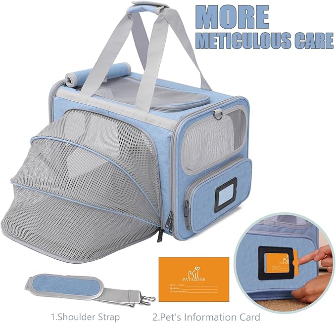 Small Dog Carriers Airline Approved,Blue Cats Travel Bag,Personality,Expandable,Ventilated,Sturdy Pets Carriers Rabbits Bunny Puppies Cage Small Animals Outdoor Carry Kennel