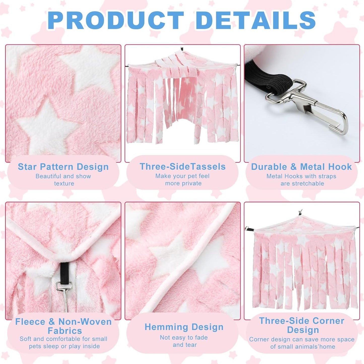 Huwena 4 Pcs Guinea Pig Hideout Pentagram Fleece Hideaway Toys Cage Accessories Small Animals Corner Triangular Hammock Hamster Ferret Playing Sleeping Bed for Hedgehog Bunny Chinchillas