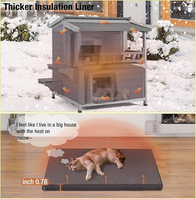 Aivituvin Outdoor Cat House Insulated Feral Cat Shelter for Winter Outside Weatherproof