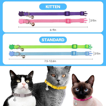 16 PCS Breakaway Cat Collars,Kitten Collar with Bell Cat Collars for Boy Girl Cats Breakaway Collar for Cats 7.5-12.6 Inch