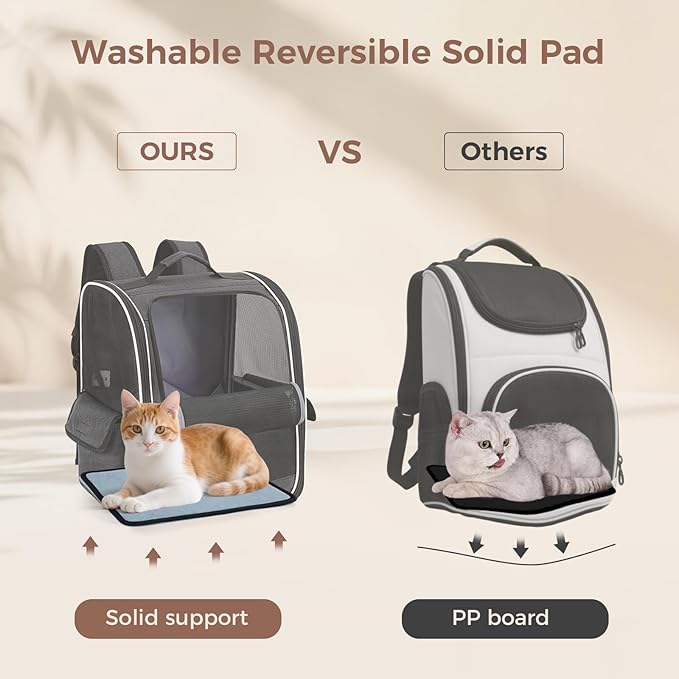 Lekereise Ventilated Cat Backpack Carrier, Pet Carrier Backpack Airline Approved for Small Dogs, 13.39" L x 11" W x 16.53" H Fit Up to 18 Lbs, Dogs Foldable Backpack Carrier for Travel, Hiking, Black