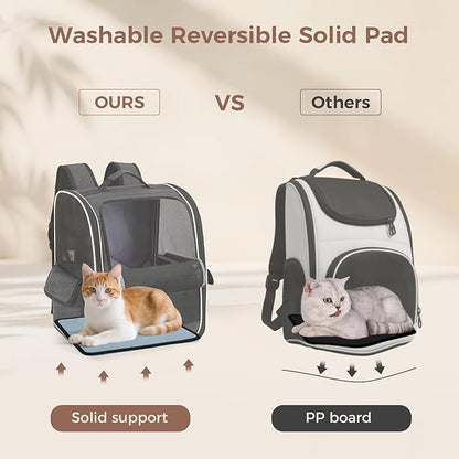 Lekereise Ventilated Cat Backpack Carrier, Pet Carrier Backpack Airline Approved for Small Dogs, 13.39" L x 11" W x 16.53" H Fit Up to 18 Lbs, Dogs Foldable Backpack Carrier for Travel, Hiking, Black