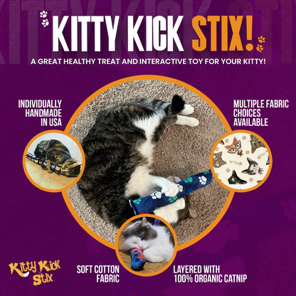 Kitty Kick Stix 15" Catnip Kicker Toy – Set of 2 | Handmade in USA | Interactive Cat & Kitten Toy | Durable Kicker Packed with 100% Potent Catnip for All Breeds (Cat Selfies)