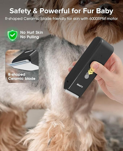 Dog Clipper for Matted & Long Hair,Quiet Pet Paw Hair Trimming Groomer,Handy Cordless Rechargeable Waterproof Shaver Kits for Cats,Small Dogs & Animals Black