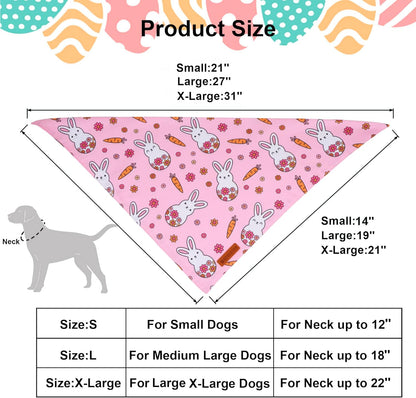 ADOGGYGO Easter Dog Bandana, Pink Bunny Scarf, Premium Durable Fabric, Adjustable Fit Female Pet Easter Bandanas for Medium Large Dogs (Large)
