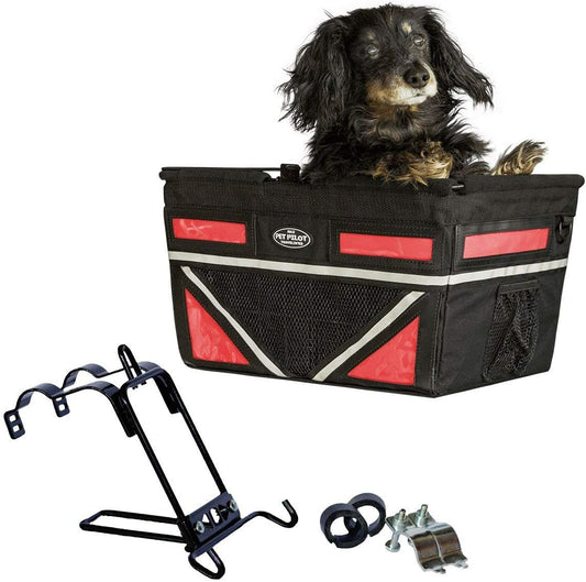 TRAVELIN K9 Pet-Pilot MAX Dog Bicycle Basket Carrier | 8 Color Options for Your Bike (RED)