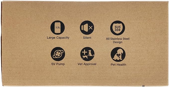 Cat Water Fountain Stainless Steel: Cat Fountain for Drinking - 108oz/3.2L Pet Water Fountain for Cats Indoor - Quiet Water Fountain for Cats - Faucet Pet Fountain - for Small and Medium-Sized Pets