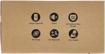 Cat Water Fountain Stainless Steel: Cat Fountain for Drinking - 108oz/3.2L Pet Water Fountain for Cats Indoor - Quiet Water Fountain for Cats - Faucet Pet Fountain - Contains 6 Filters + 3 Sponges