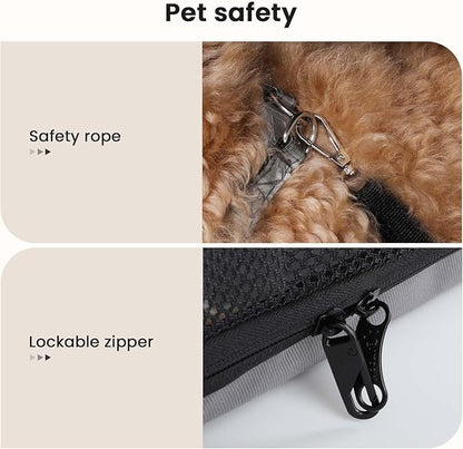 Dog Car Carrier Light Weight, Dog Carrier for Car Easy to Assemble, Dog Car Crate Portable and Breathable, Foldable Pet Carrier for Both Indoor and Outdoor Use, Dog Travel Crate with Curtain Gray