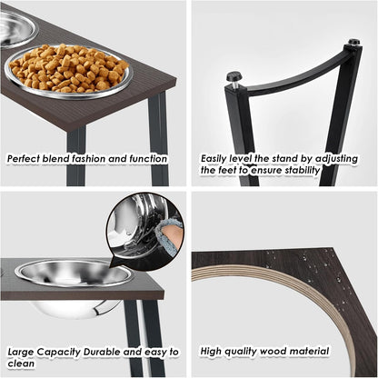 Elevated Dog Bowls for Extra Large Dogs with 2 X-Large Stainless Steel Dog Bowls -3000ML(100oz), 16.5" Tall Raised Dog Bowl Stand, Food & Water Bowls for Large Breed, Extra Large Dogs