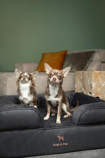 NOAH & PAW Dog Bed, 28x23x11 Inch, Orthopedic Dog Beds for Medium Size Pets, Eggshell Memory Foam Infused with Cooling Gel, Inner Cover, Waterproof, Machine Washable (Faux Leather Sofa Collection)