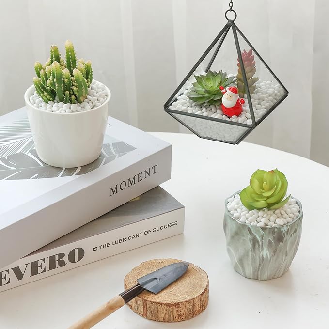 T4U Tumbled Chips Stones Crushed White Gravels 1 LB, Irregular Shaped Natural Rock Pebbles, DIY Polished Rocks for Potted Plant,Bonsai,Vase Fillers Aquarium Decoration, Aquarium Gravel Rocks