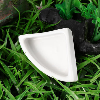 ibasenice Anti-Escape Food Pot Set Ceramic Bowls for Small Animals Hamster Reptile Feeding Watering Supplies 2Pcs Medium Triangle Dish