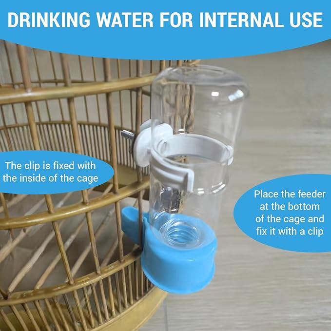 2PCS Parakeet Water Dispenser, 4.73 Fl Oz Automatic Bird Water Bottle Feeder for Cage