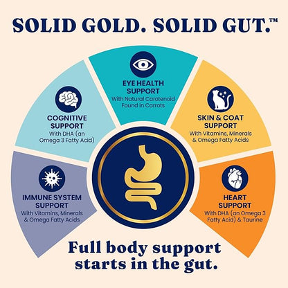 Solid Gold Bone Broth Cat Food Topper - Limited Ingredient Lickable Cat Broth Pouches w/Tuna Protein Shreds & Collagen for Hydration & Gut Support - Easy to Serve Gravy for Cats Meal Topper - 12ct