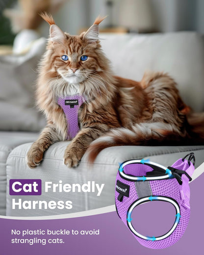 FAYOGOO Cat Harness, Cat Leash and Harness Set for Walking Escape Proof, Harness for Small Cats/Small Dogs, Large Kitten/Puppy Harness and Leash, Harness for Cats,XXL(Modern Violet, Medium)