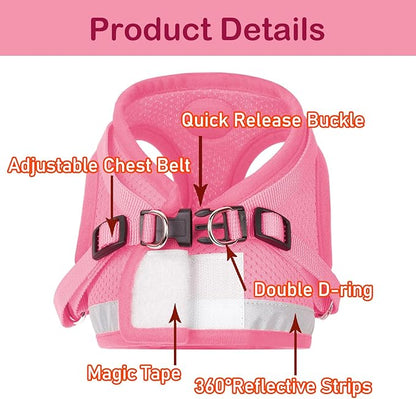 Cat Harnesses and Puppy Harness with Leashes Set, Escape Proof Cat Harness, Adjustable Reflective Soft Mesh Vest Fit Puppy Kitten Rabbit Ferrets's Outdoor Harness