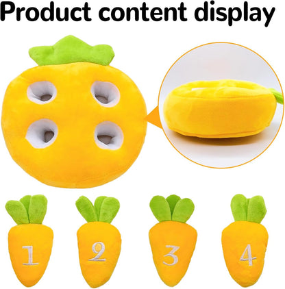 Hamiledyi Rabbit Foraging Toys Bunny Plush Puzzle Toy Carrots Snuffle Mat for Chinchilla Guinea Pig Ferret Rat Entertainment (Yellow)